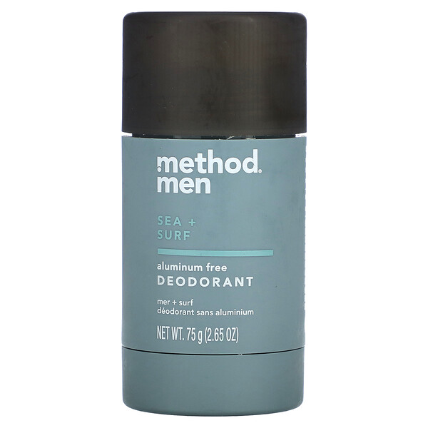 Для мужчин, Дезодорант без алюминия, море + серфинг, 2,65 унции (75 г) Method