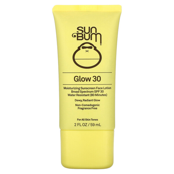 Glow 30, Увлажняющий солнцезащитный лосьон для лица, SPF 30, без отдушек, 2 жидких унции (59 мл) Sun Bum