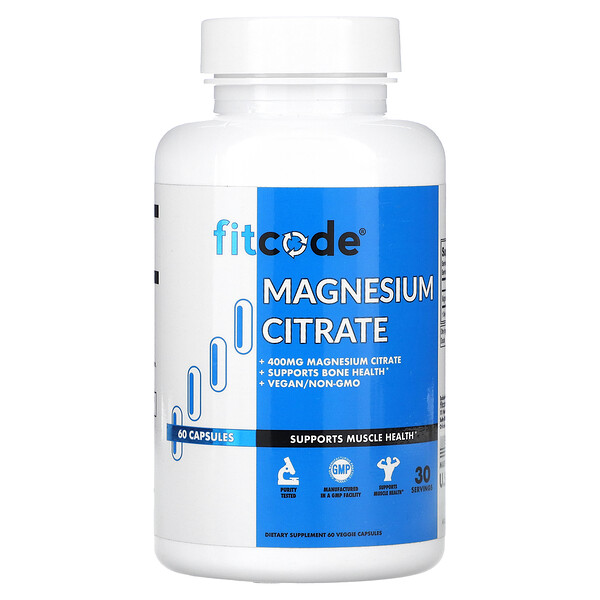 Цитрат Магния - 400 мг - 60 вегетарианских капсул - FITCODE FITCODE