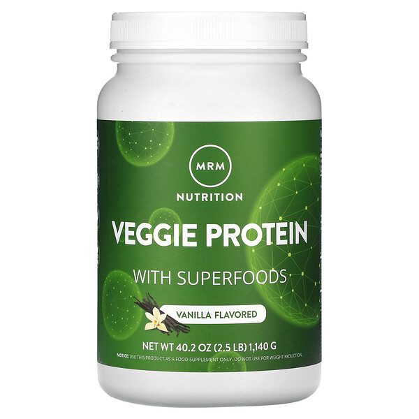 Растительный протеин с суперпродуктами, ваниль, 2,5 фунта (1140 г) MRM