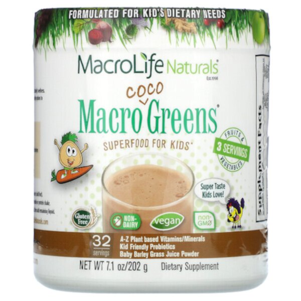 Macro Coco Greens, суперпродукт для детей, 7,1 унции (202 г) Macrolife Naturals