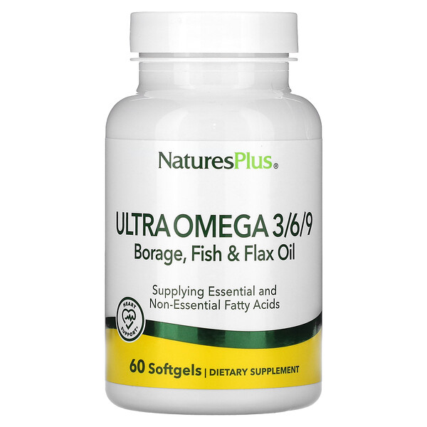 Ultra Omega 3/6/9 масло бурачника, рыбы и льна, 60 мягких таблеток NaturesPlus