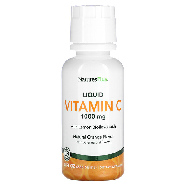 Жидкий витамин С, натуральный апельсин, 1000 мг, 8 жидких унций (236,56 мл) NaturesPlus