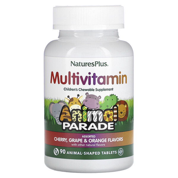 Animal Parade, Детские жевательные мультивитамины, ассорти, 90 таблеток в форме животных NaturesPlus