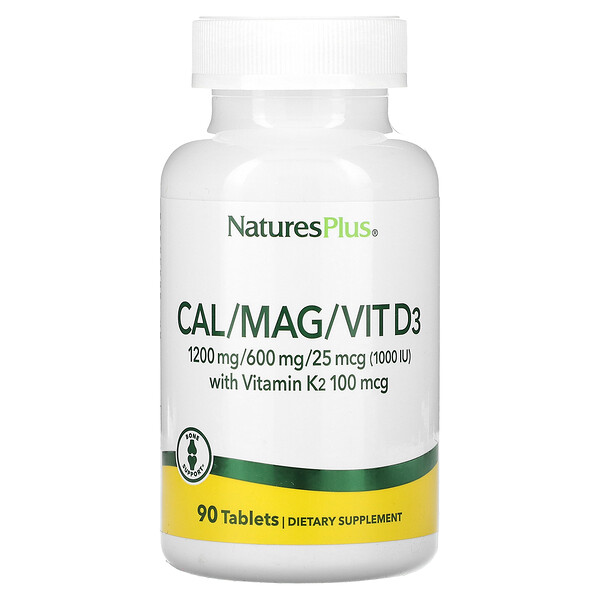Cal/Mag/Vit D3 с витамином К2, 90 таблеток NaturesPlus