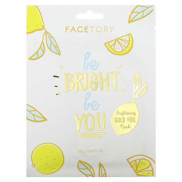 Be Bright Be You, Осветляющая косметическая маска с золотой фольгой, 1 лист, 0,88 жидк. унции (26 г) FaceTory