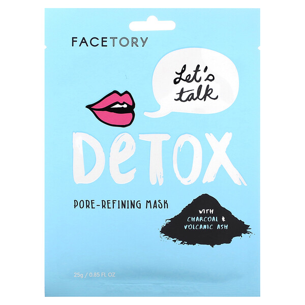 Detox, Косметическая маска, сужающая поры, 1 лист, 0,85 жидкой унции (25 г) FaceTory