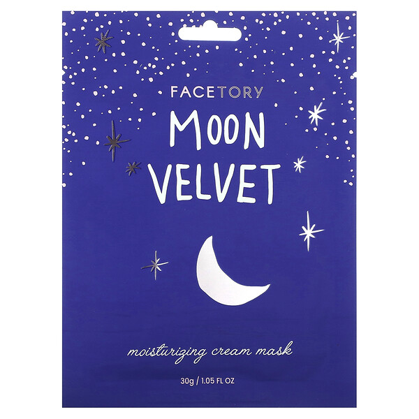 Moon Velvet, Увлажняющая кремовая косметическая маска, 1 лист, 1,05 жидк. унции (30 г) FaceTory