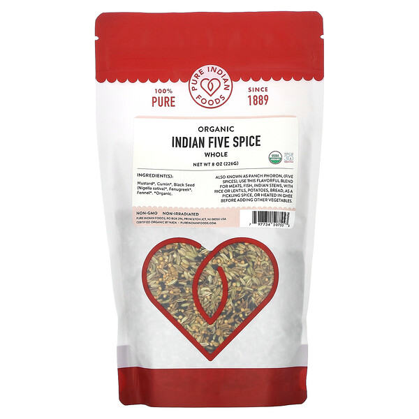 Organic Indian Five Spice, Whole, 8 oz (226 g) Pure Indian Foods