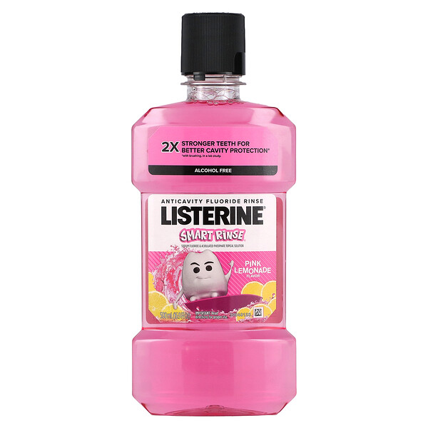 Smart Rinse, Без спирта, розовый лимонад, 16,9 жидких унций (500 мл) Listerine