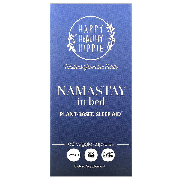 Namastay In Bed, Средство для сна на растительной основе, 60 растительных капсул Happy Healthy Hippie