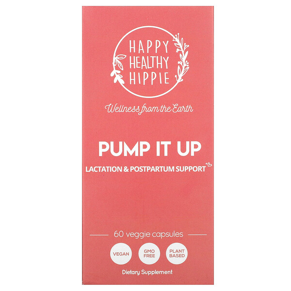 Pump It Up, поддержка в период лактации и послеродового периода, 60 растительных капсул Happy Healthy Hippie