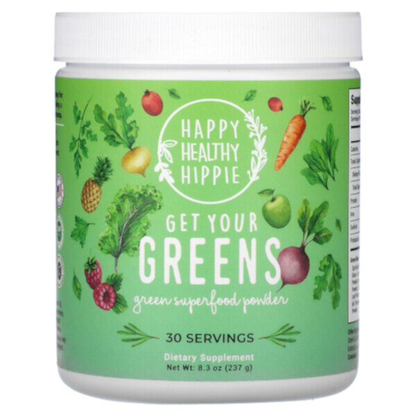 Get Your Greens, Зеленый суперпищевой порошок, 8,3 унции (237 г) Happy Healthy Hippie