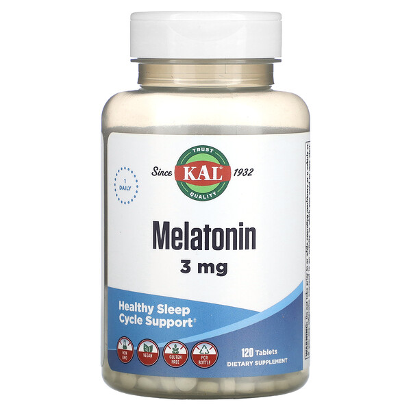 Мелатонин - 3 мг - 120 таблеток - KAL KAL