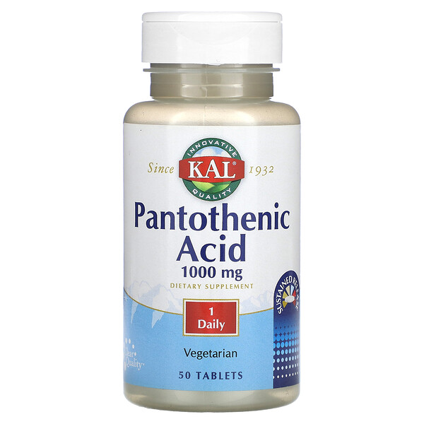 Пантотеновая кислота - 1000 мг - 50 таблеток - KAL KAL