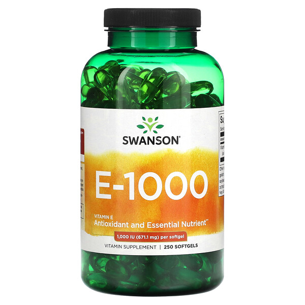 E – 1000, 1000 МЕ (671,1 мг), 250 мягких таблеток Swanson