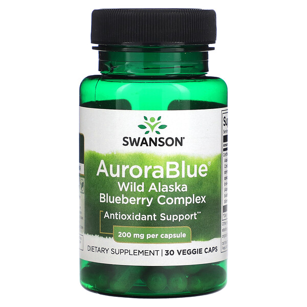 Комплекс AuroraBlue Wild Alaska Blueberry, 200 мг, 30 растительных капсул Swanson