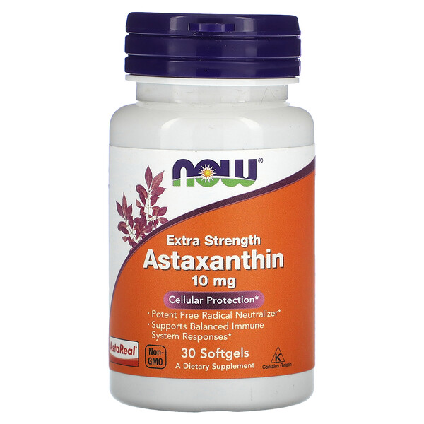Астаксантин Экстра Сила - 10 мг - 30 мягких капсул - NOW Foods NOW Foods