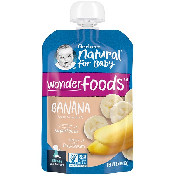Natural for Baby, Wonder Foods, 2nd Foods, Banana, 3.5 oz (99 g) GERBER
