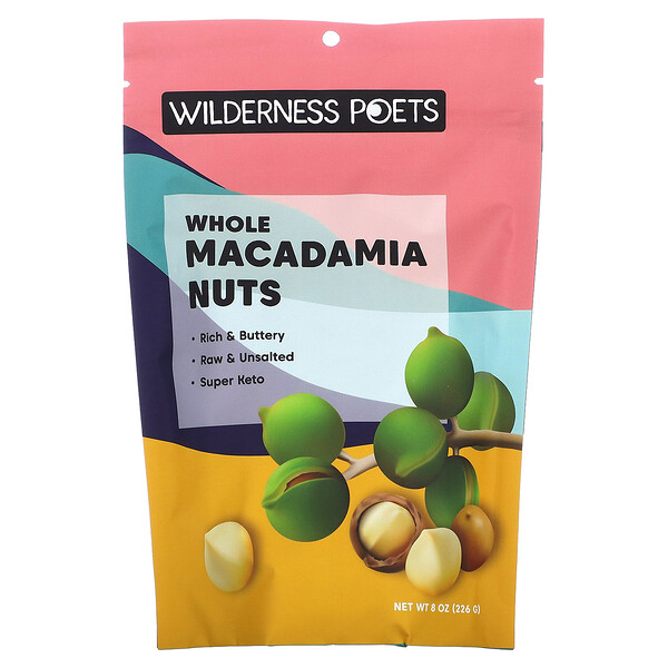 Цельные орехи макадамия, 8 унций (226 г) Wilderness Poets