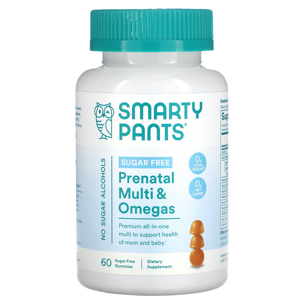 Преднатальный Мультивитамин & Омега, Без Сахара, Лимон, 60 Жевательных Конфет - SmartyPants SmartyPants