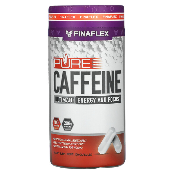 Чистый кофеин, 200 мг, 100 капсул Finaflex