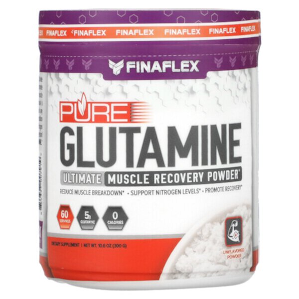Pure Glutamine, порошок для полного восстановления мышц, без вкуса, 10,6 унции (300 г) Finaflex