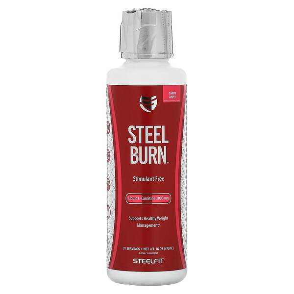 Steel Burn, Жидкий L-карнитин, карамельное яблоко, 3000 мг, 16 унций (473 мл) SteelFit