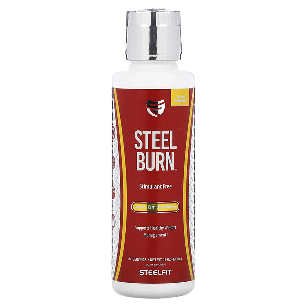 Steel Burn, Островной ананас, 3000 мг, 16 унций (473 мл) SteelFit