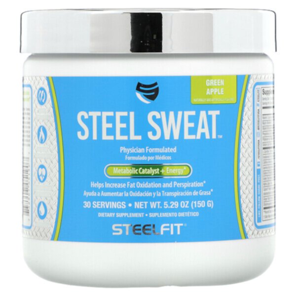 Steel Sweat, Зеленое яблоко, 5,29 унции (150 г) SteelFit