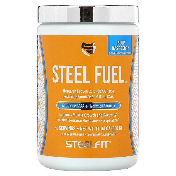 Steel Fuel, BCAA «все в одном» + формула для увлажнения, голубая малина, 11,64 унции (330 г) SteelFit