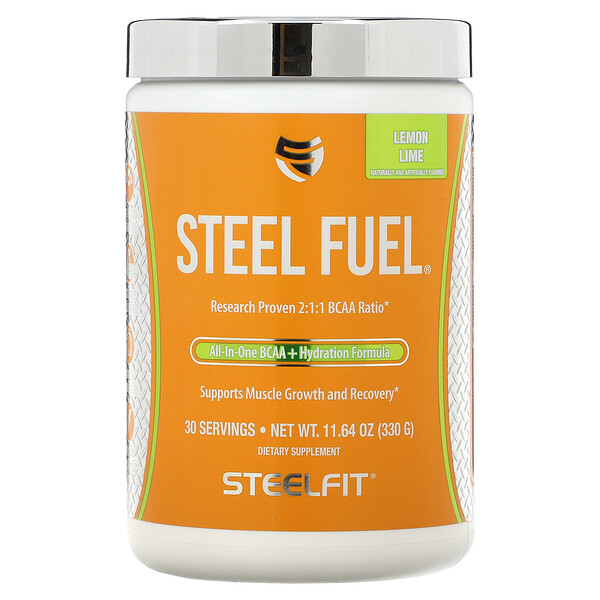 Steel Fuel, BCAA «все в одном» + формула для увлажнения, лимон и лайм, 11,64 унции (330 г) SteelFit