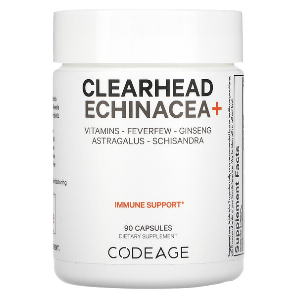 Clearhead Echinacea+, витамины, пиретрум, женьшень, астралаг, лимонник, 90 капсул Codeage