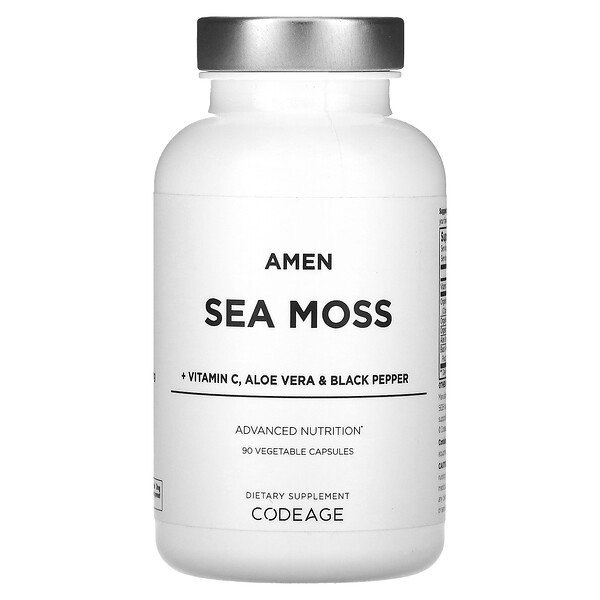 Аминь, Морской мох + витамин С, алоэ вера и черный перец, 90 растительных капсул Codeage
