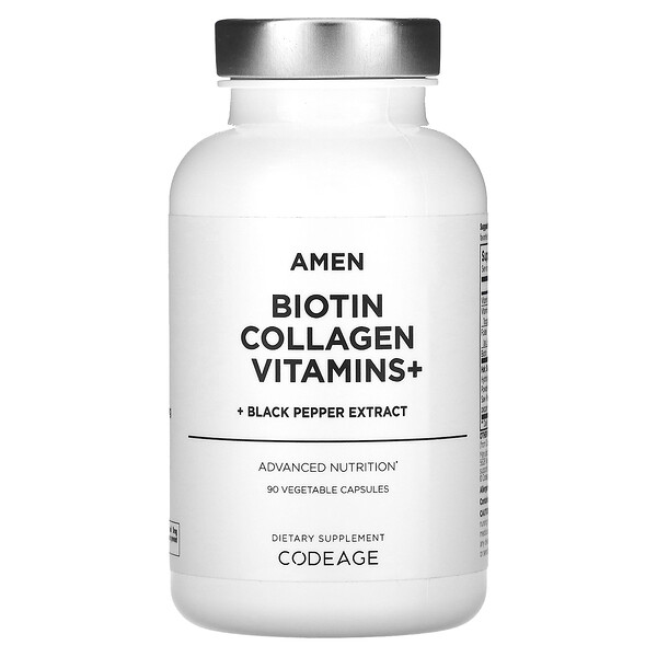 Витамины Biotin Collagen+ с вытяжкой черного перца - 90 растительных капсул - Codeage Codeage