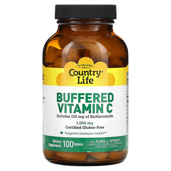 Буферизованный Витамин C, 1000 мг, 100 таблеток - Country Life Country Life