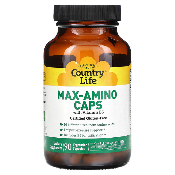 Max-Amino с витамином B6 - 90 вегетарианских капсул - Country Life Country Life