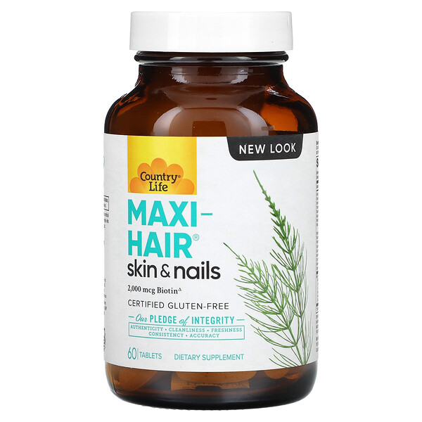 Maxi-Hair, Skin & Nails, 60 Tablets Country Life