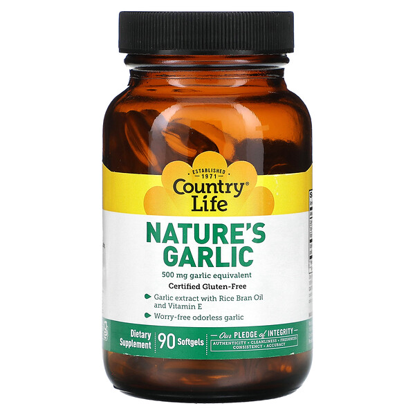Nature's Garlic, 500 мг, 90 мягких таблеток Country Life
