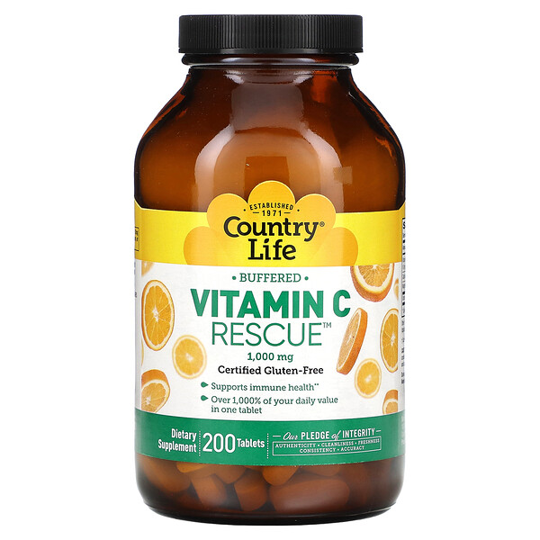 Буферизованный Витамин C - 1000 мг - 200 таблеток - Country Life Country Life