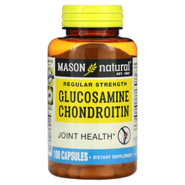 Глюкозамин Хондроитин, Обычная сила - 100 капсул - Mason Natural Mason Natural
