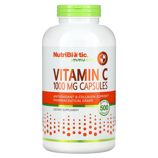 Иммунитет, Витамин C, 1000 мг, 500 капсул - NutriBiotic NutriBiotic