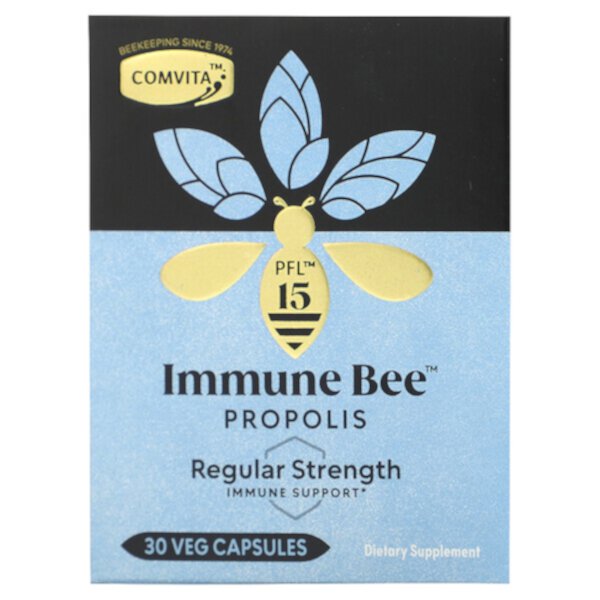 Immune Bee Propolis, регулярная поддержка иммунитета, PFL15, 30 растительных капсул Comvita