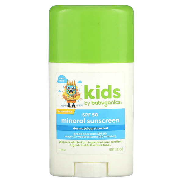 Kids Mineral Sunscreen, SPF 50, 1.6 oz (45 g) Babyganics