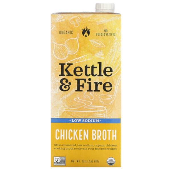 Chicken Broth, Low Sodium, 32 oz  (907 g) Kettle & Fire