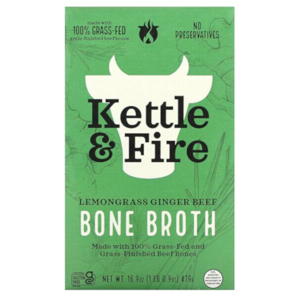 Bone Broth, Lemongrass Ginger Beef, 16.9 oz (479 g) Kettle & Fire