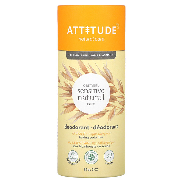 Дезодорант Oatmeal Sensitive Natural Care, аргановое масло, 3 унции (85 г) ATTITUDE