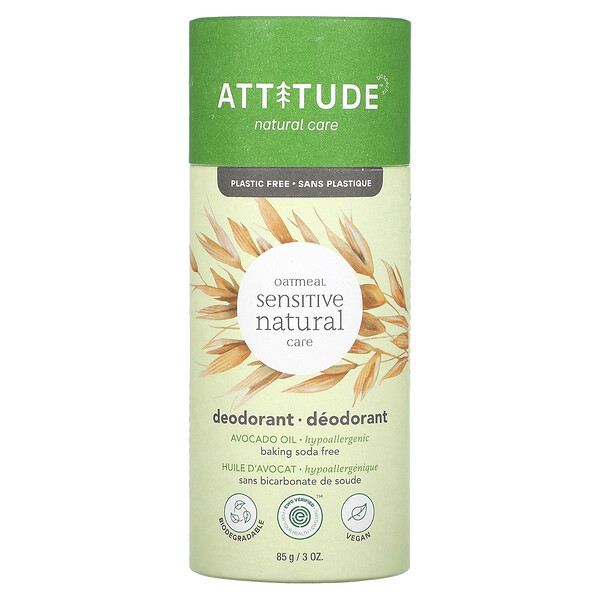 Oatmeal Sensitive Natural Care, дезодорант, масло авокадо, 3 унции (85 г) ATTITUDE
