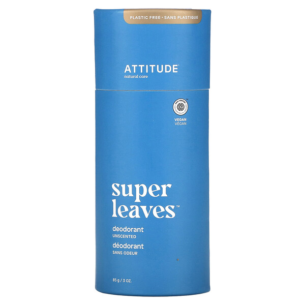 Дезодорант Super Leaves, без запаха, 3 унции (85 г) ATTITUDE