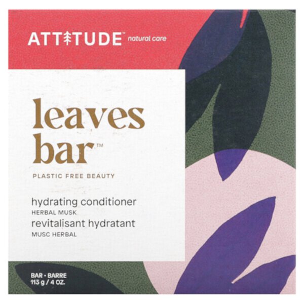Leaves Bar, увлажняющий бальзам-кондиционер, травяной мускус, 4 унции (113 г) ATTITUDE